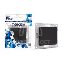 Выключатель 2-кл. СП Pixel 10А IP20 механизм карбон TOKOV ELECTRIC TKE-PX-V2-C14