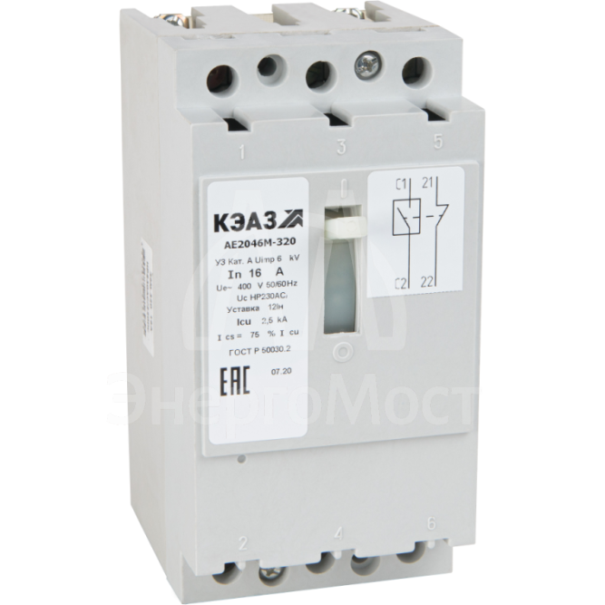 Выключатель автоматический 25А 12Iн АЕ2046М-100 У3 400В AC КЭАЗ 104621