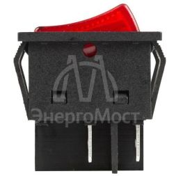 Выключатель клавишный 250В 25А (4с) ON-OFF красн. с подсветкой REXANT 36-2343