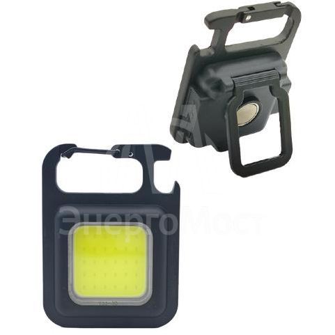 Фонарь-брелок аккумуляторный походный кемпинг 6Вт COB LED Li-po 502030 200мА.ч USB-шнур type C корпус ABS-пластик алюм. открывалка магнит на корпусе карабин регулируемая подставка КОСМОС KOC207Lit