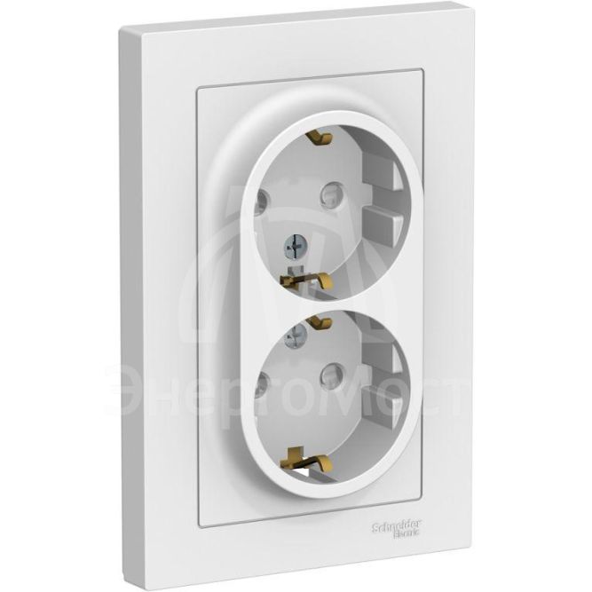 Розетка 2-м AtlasDesign 16А с заземл. защ. шторки в сборе бел. SchE ATN000126