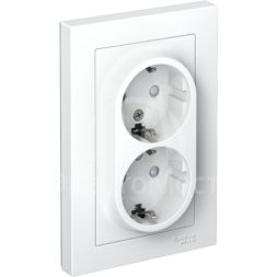 Розетка 2-м AtlasDesign 16А с заземл. защ. шторки в сборе бел. SchE ATN000126