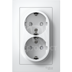 Розетка 2-м AtlasDesign 16А с заземл. защ. шторки в сборе бел. SchE ATN000126