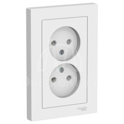 Розетка 2-м AtlasDesign 16А без заземл. в сборе бел. SchE ATN000120