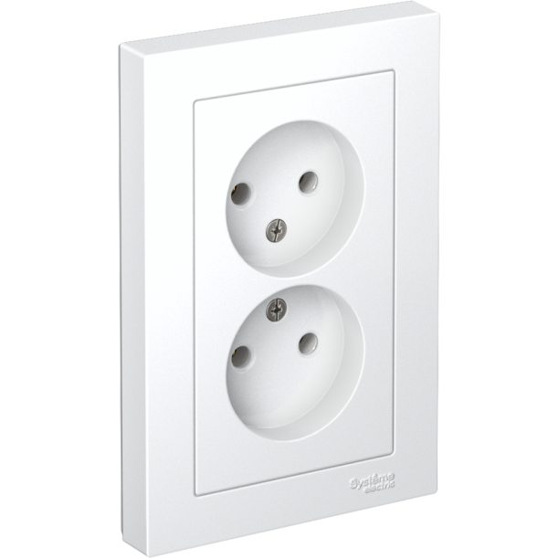 Розетка 2-м AtlasDesign 16А без заземл. в сборе бел. SchE ATN000120