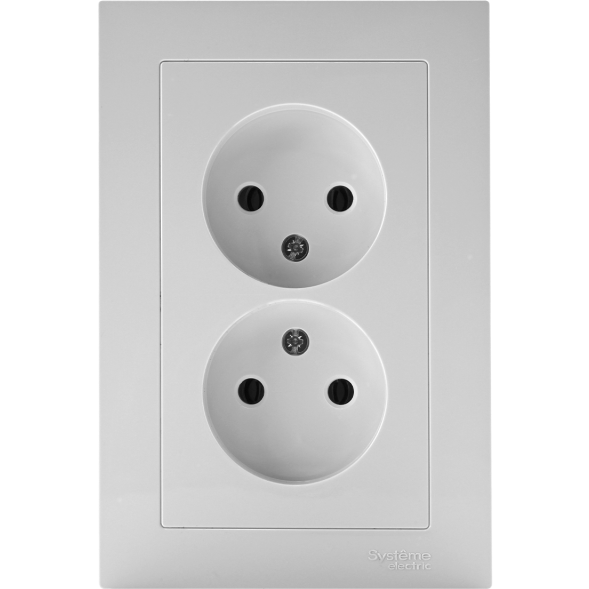 Розетка 2-м AtlasDesign 16А без заземл. в сборе бел. SchE ATN000120