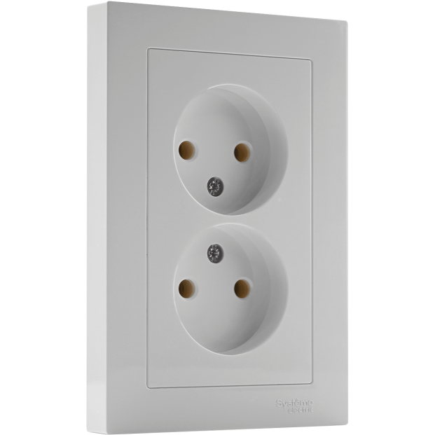 Розетка 2-м AtlasDesign 16А без заземл. в сборе бел. SchE ATN000120