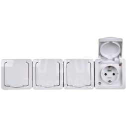 Розетка 4-м ОП Гермес Plus РСб24-3-ГПБб с защ. крышкой с заземл. IP54 бел. IEK ERMP42-K01-16-54-EC