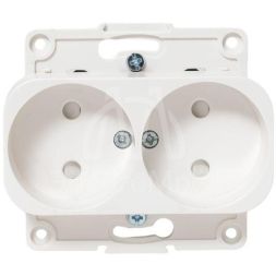 Механизм розетки 2-м СП Стокгольм 10А IP20 без заземл. защ. шторки бел. PROxima EKF EYR10-102-10