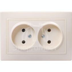 Розетка 2-м СП Кварта 10А IP20 без заземл. крем. IEK ERK23-K33-10-DM