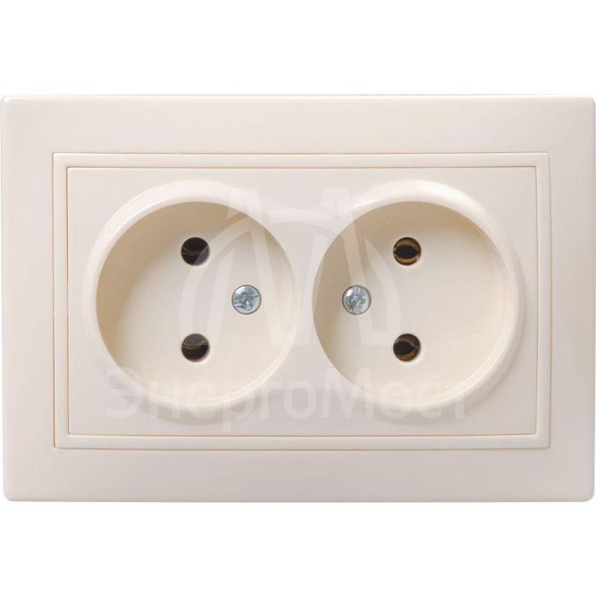 Розетка 2-м СП Кварта 10А IP20 без заземл. крем. IEK ERK23-K33-10-DM