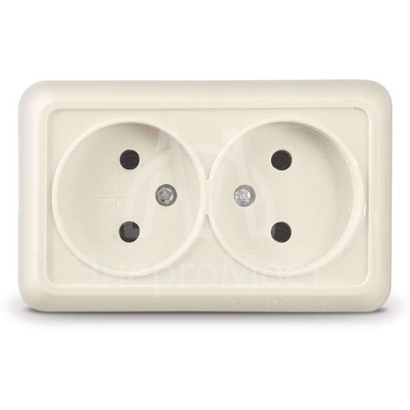 Розетка 2-м ОП Олимп 16А IP20 сл. кость Universal Б-О0102
