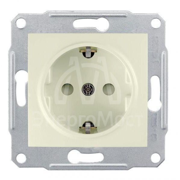 Механизм розетки 1-м СП Sedna защ. шторки с заземл. беж. SchE SDN3000147