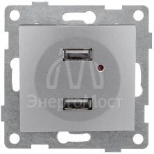 Розетка USB 2-м СП Bravo механизм серебр. GUSI С10USB2-004