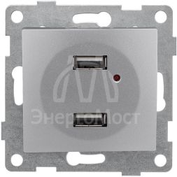 Розетка USB 2-м СП Bravo механизм серебр. GUSI С10USB2-004