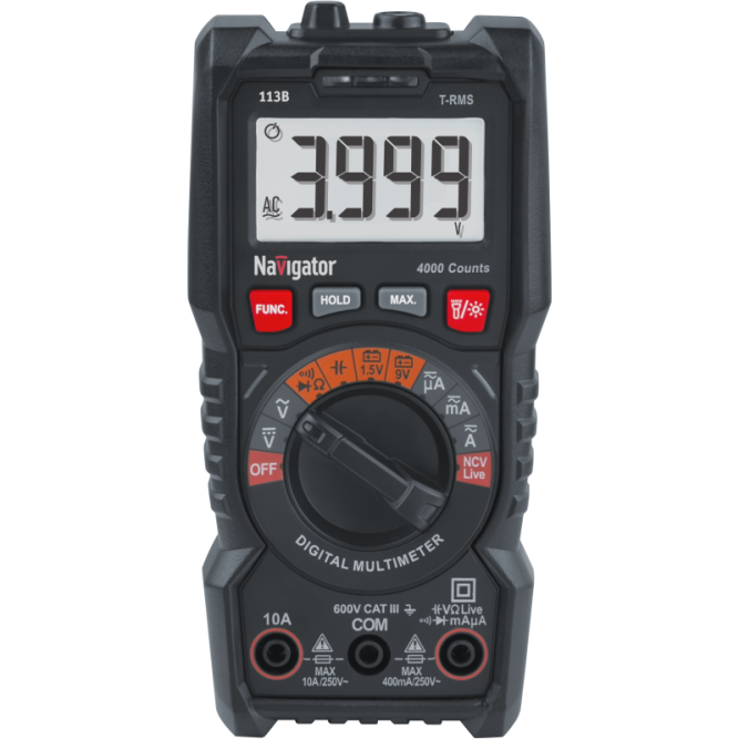 Мультиметр 95 766 NMT-Mm-113B True RMS с авто выбором значений Navigator 95766