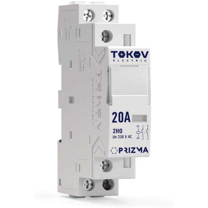 Контактор модульный 18мм 20А 230В АС 2НО PRIZMA TOKOV ELECTRIC TKE-PZ-MC-1-20-230-20