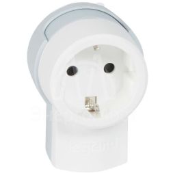 Розетка штепсельная Helium 16А с кроншт. для крепл. к стене с заземл. бел. Leg 050199