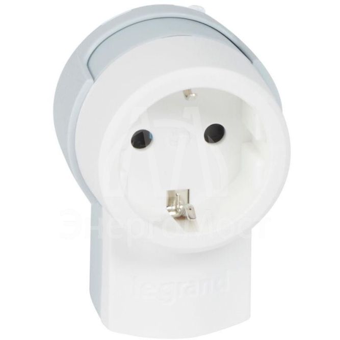 Розетка штепсельная Helium 16А с кроншт. для крепл. к стене с заземл. бел. Leg 050199