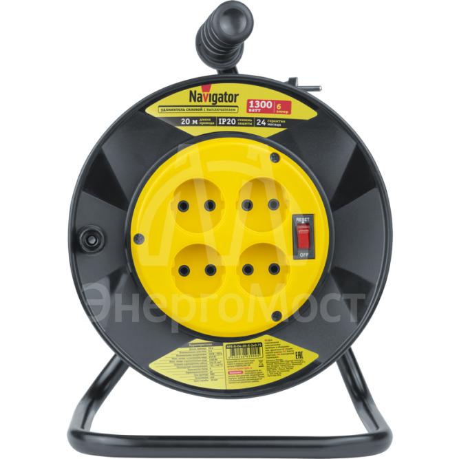 Удлинитель на катушке 4х20м без заземл. 93 900 NPE-R-04-20-X-2x0.75 NAVIGATOR 93900