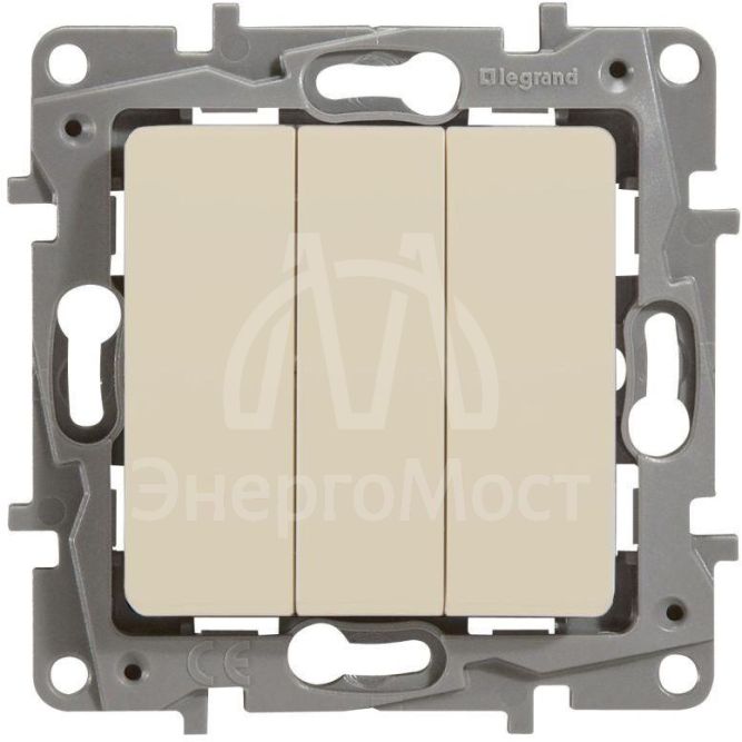 Механизм выключателя 3-кл. СП Etika Plus 10А IP20 250В 10AX винт. зажимы сл. кость Leg 672313