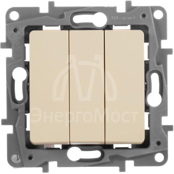 Механизм выключателя 3-кл. СП Etika Plus 10А IP20 250В 10AX винт. зажимы сл. кость Leg 672313