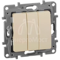 Механизм выключателя 3-кл. СП Etika Plus 10А IP20 250В 10AX винт. зажимы сл. кость Leg 672313