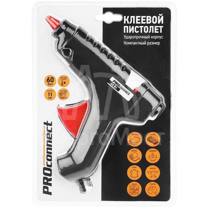 Пистолет клеевой 60Вт большой (блист.) PROCONNECT 12-0104