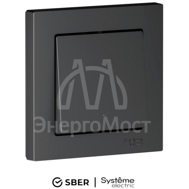 Выключатель 1-кл. AtlasDesign Smart 10А (сх. 1) L+N с подсветкой Zigbee механизм карбон SE ATN001013Z
