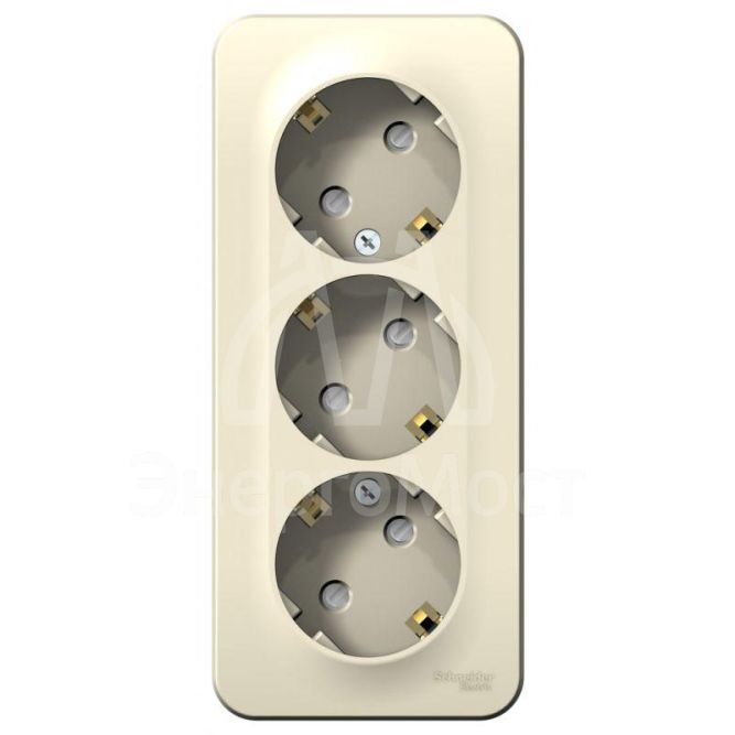 Розетка 3-м ОП Blanca 16А IP20 250В с заземл. защ. шторки с изолир. пластиной молоч. SE BLNRA011312