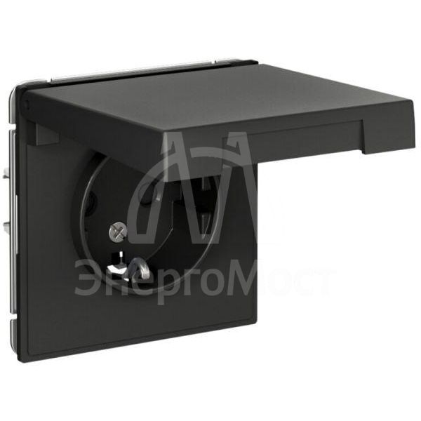 Розетка ArtGallery 16А IP20 с заземл. защ. шторки с крышкой механизм базальт SE GAL001446