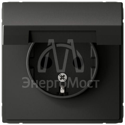 Розетка ArtGallery 16А IP20 с заземл. защ. шторки с крышкой механизм базальт SE GAL001446
