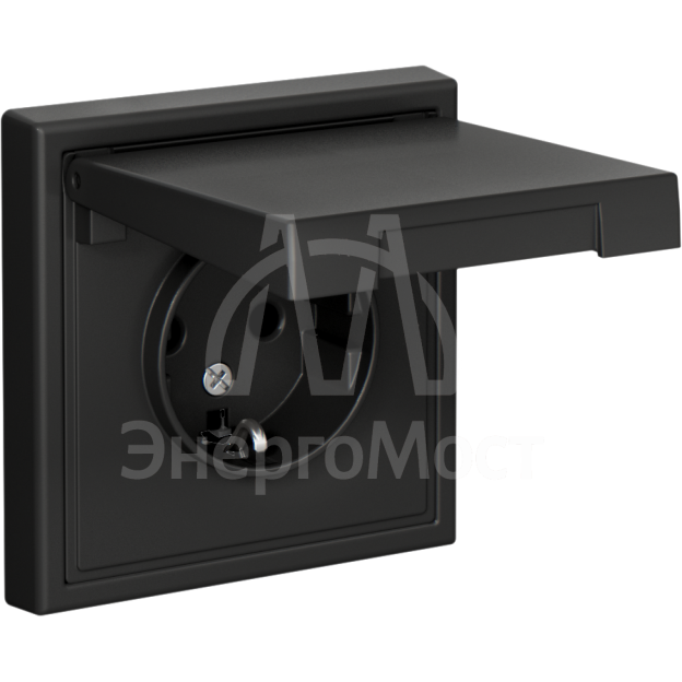 Розетка ArtGallery 16А IP20 с заземл. защ. шторки с крышкой механизм базальт SE GAL001446