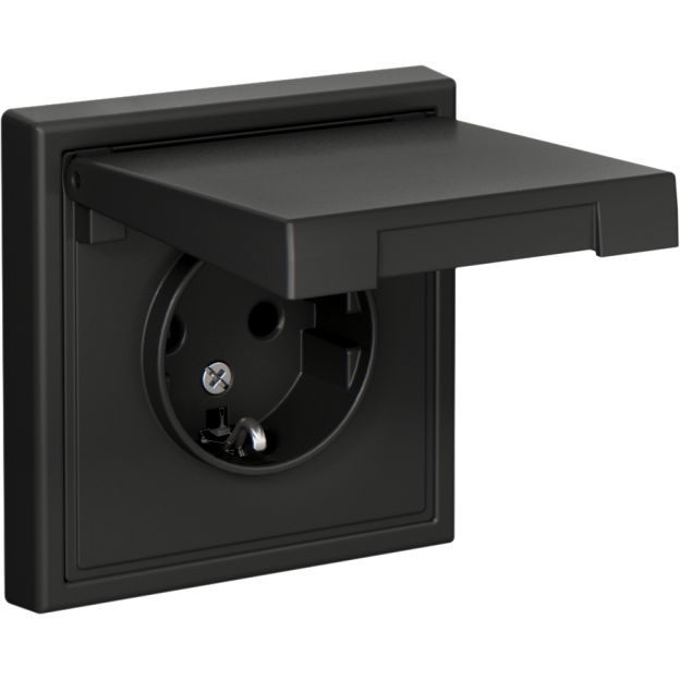 Розетка ArtGallery 16А IP20 с заземл. защ. шторки с крышкой механизм базальт SE GAL001446