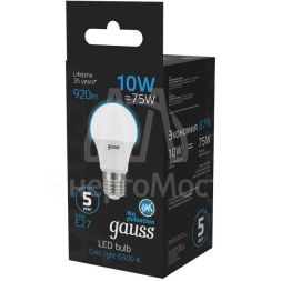 Лампа светодиодная Black 10Вт A60 грушевидная 6500К холод. бел. E27 920лм GAUSS 102502310