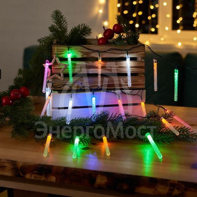 Гирлянда светодиодная &amp;quot;Палочки с пузырьками&amp;quot; 20 палочек RGB 2м Neon-Night 303-037