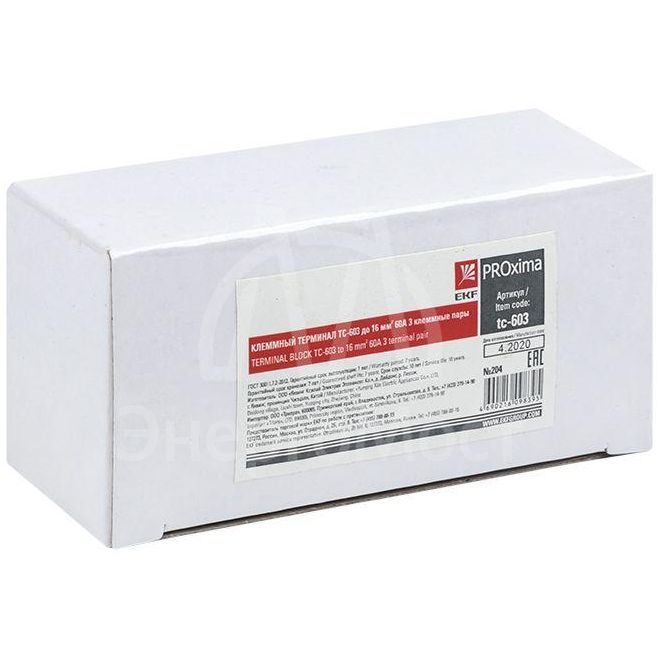 Терминал клеммный TC-603 до 16кв.мм 60А 3 клеммные пары EKF tc-603