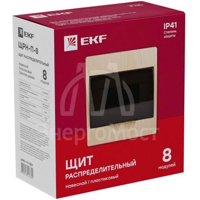 Щит ЩРН-П-8 IP41 светлое дерево PROxima EKF pb40-n-8-light