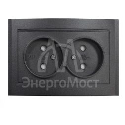 Розетка 2-м СП Бриллиант 16А IP20 без заземл. защ. шторки в сборе графит Universal 7947526-Gr