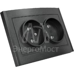 Розетка 2-м СП Бриллиант 16А IP20 без заземл. защ. шторки в сборе графит Universal 7947526-Gr