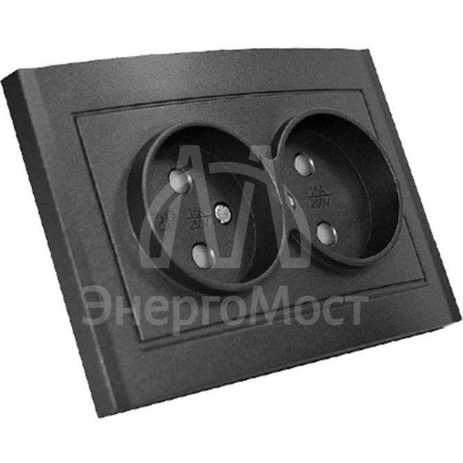 Розетка 2-м СП Бриллиант 16А IP20 без заземл. защ. шторки в сборе графит Universal 7947526-Gr