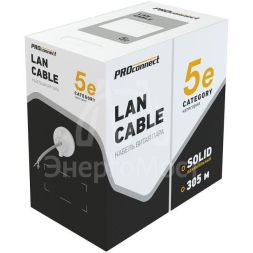 Кабель витая пара F/UTP 4х2х24AWG кат.5E solid CCA PVC сер. (м) PROCONNECT 01-0142-3