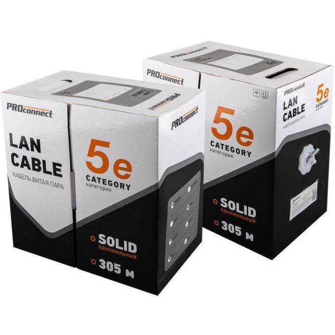 Кабель витая пара F/UTP 4х2х24AWG кат.5E solid CCA PVC сер. (м) PROCONNECT 01-0142-3