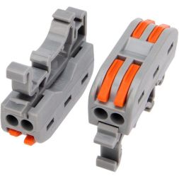 Клемма строительно-монтажная СМК проходная 222-422D 2п 0.08-4кв.мм с креплением на DIN-рейку сер. (уп.5шт) Rexant 07-5239-05