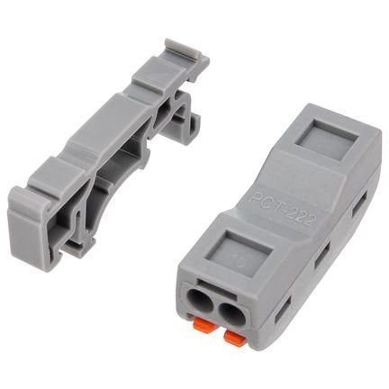 Клемма строительно-монтажная СМК проходная 222-422D 2п 0.08-4кв.мм с креплением на DIN-рейку сер. (уп.5шт) Rexant 07-5239-05