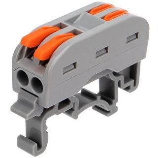 Клемма строительно-монтажная СМК проходная 222-422D 2п 0.08-4кв.мм с креплением на DIN-рейку сер. (уп.5шт) Rexant 07-5239-05