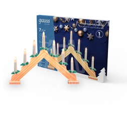 Светильник светодиодный Holiday Новогодняя горка 7х0.1Вт тепл. бел. 7 свечей дерево элементы питания в компл. GAUSS HL020