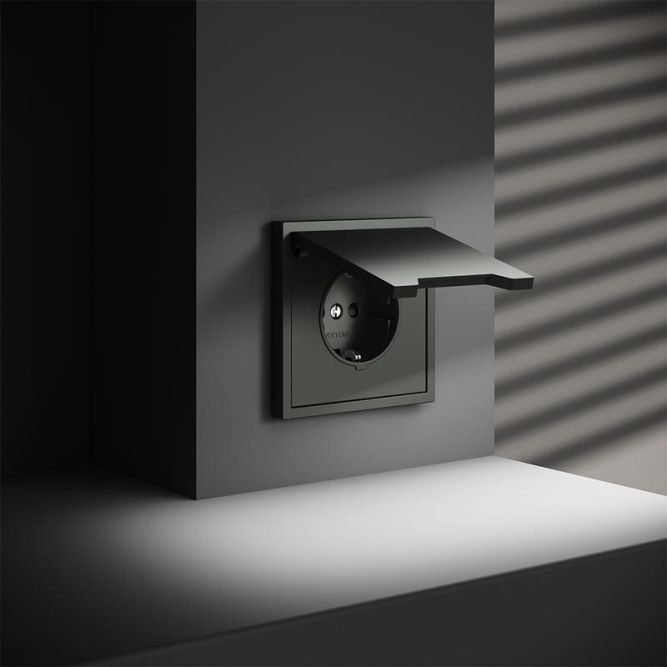 Розетка 1-м СП S70 16А с заземл. защ. шторки + крышка механизм титан Voltum VLS040306