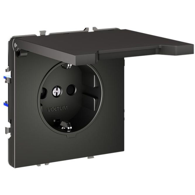 Розетка 1-м СП S70 16А с заземл. защ. шторки + крышка механизм титан Voltum VLS040306