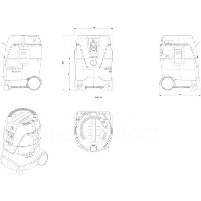 Пылесос ASA 25 L PC 1250Вт розетка ручн. очистка Metabo 602014000
